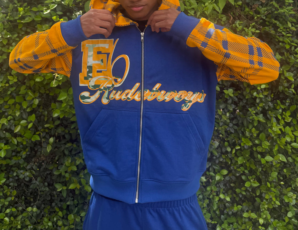 Blue/Orange ‘Rudebwoys’ Zip-Up